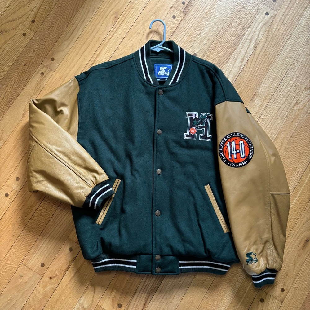 Vintage Starter Jacket Large New England Basketball Champs Letterman Wool 90s - Picture 1 of 6